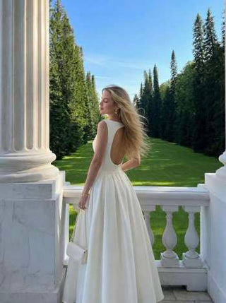 Boat Neck Backless Flared Maxi Dress