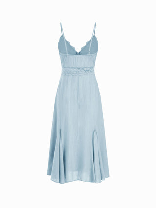 V-neck Lace Panel A-line Cami Midi Dress