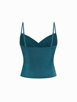 High Stretch Sweetheart Neck Ruched Lace Panel Cami Top