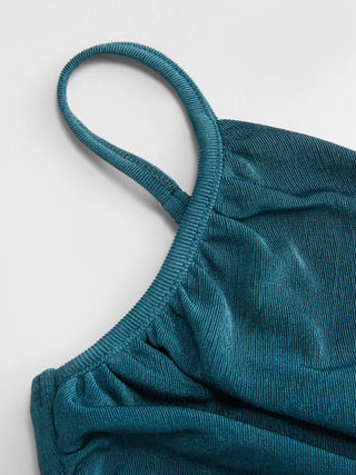 High Stretch Sweetheart Neck Ruched Lace Panel Cami Top