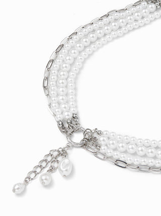 FAUX PEARL BEADED LAYERED NECKLACE