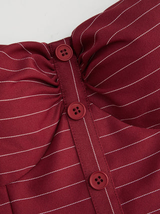 Sweetheart Neck Striped High Rise A-line Mini Dress
