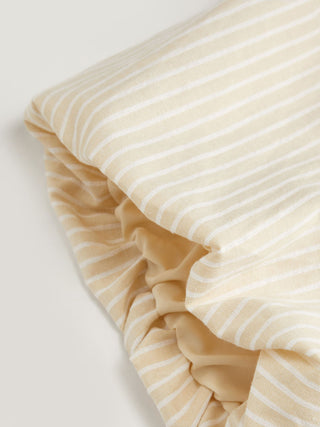 Cotton-blend Striped Puff Sleeve Twist Knotted A-line Mini Dress