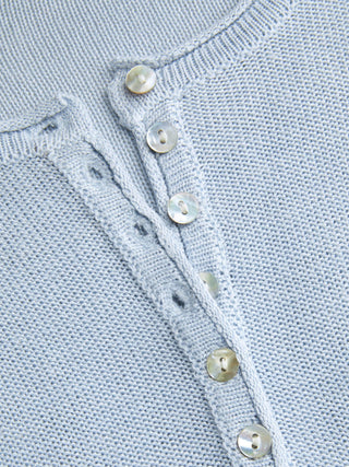Linen-blend Henley Neck Short Sleeve Top