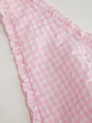 Gingham Halter Neckline Shirred Romper