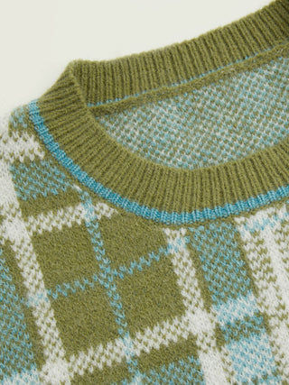 Geometric Contrasting Binding Knitted Crop Vest