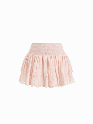 Cotton-blend Low Rise Textured Layered Ruched Mini Skort