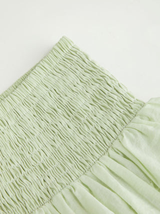 Cotton-blend Low Rise Textured Layered Ruched Mini Skort