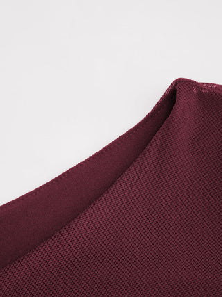 Mesh Boat Neck Lettuce Trim Ruched Top