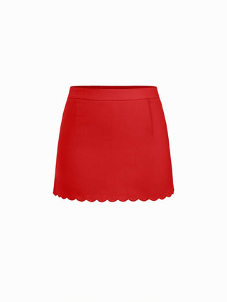 Linen-blend Sleeveless Curved Hem knotted Top & A-line Mini Skirt Set