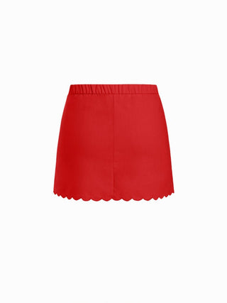 Linen-blend Sleeveless Curved Hem knotted Top & A-line Mini Skirt Set