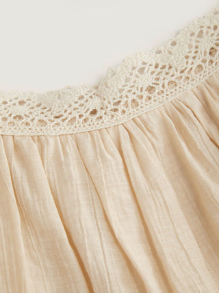 Textured Square Neck Lace Trim Ruffle Maxi Nightdress