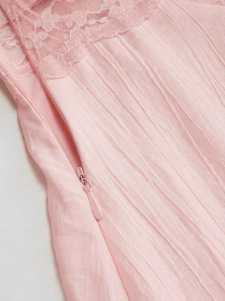 V-neck Lace Panel A-line Cami Midi Dress
