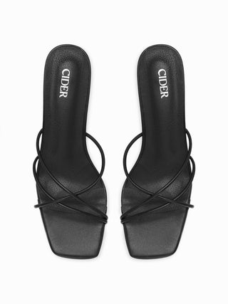 STRAP SQUARE TOE HEELS
