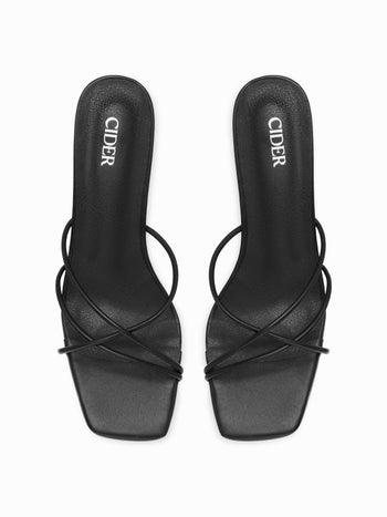 STRAP SQUARE TOE HEELS