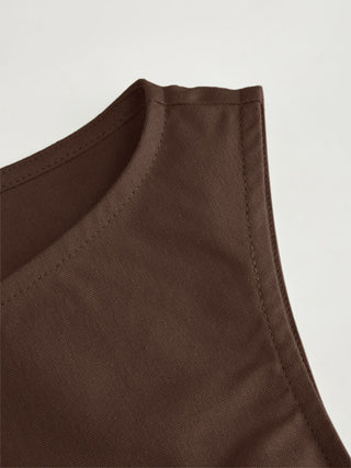 Linen-blend Beaded Knotted Ruched Tank Top