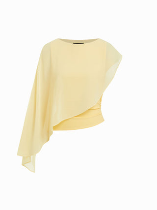 Boat Neck Asymmetrical Draped Tank Top