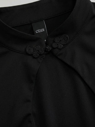 Mandarin Collar Short Sleeve Cut Out Top