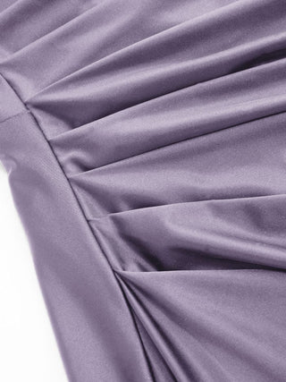 Satin Sculptural Square Neck Ruched Mermaid Maxi Dress