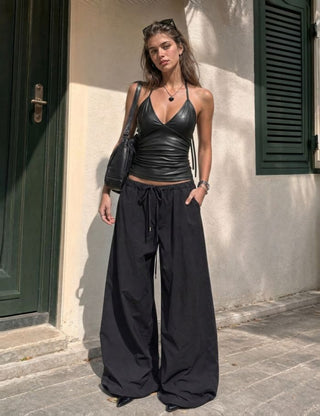 Halter Neckline Ruched Cami Top