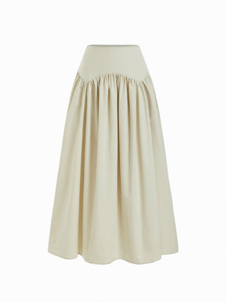 Low Rise Ruched Flared Maxi Skirt