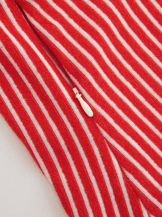 Cotton-Blend Striped Halter Neckline Backless A-Line Mini Dress