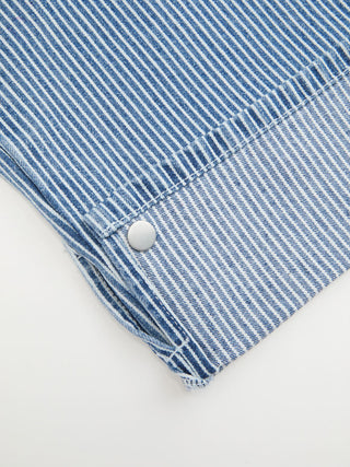 Denim Mid Rise Striped Barrel-leg Jeans with Belt