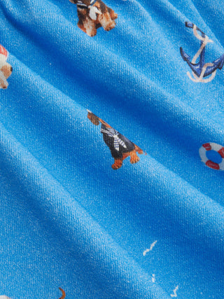 Cotton-Blend Mid Rise Dog Graphic Elastic Waist Shorts