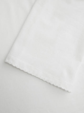 Knit Fabric Boat Neck Curved-Hem 3/4 Long Sleeve Tee