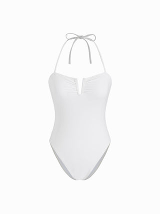 V-Wired Halter One Piece with Fruit Print Sarong