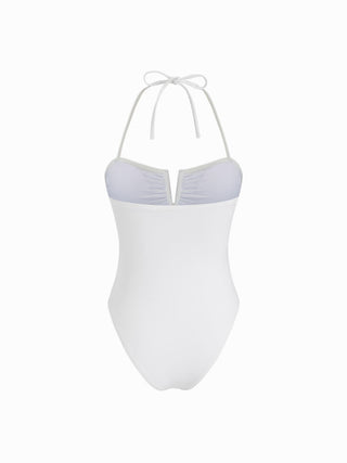 V-Wired Halter One Piece with Fruit Print Sarong