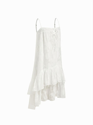 Chiffon Jacquard Floral Square Neck Bowknot Babydoll Maxi Dress