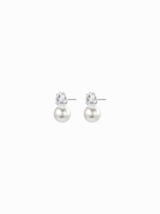 RHINESTONE FAUX PEARL NECKLACE & STUD EARRINGS SET