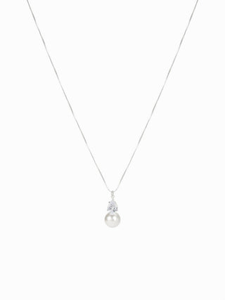 RHINESTONE FAUX PEARL NECKLACE & STUD EARRINGS SET