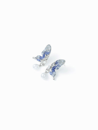 BUTTERFLY & FAUX PEARL DROP EARRINGS
