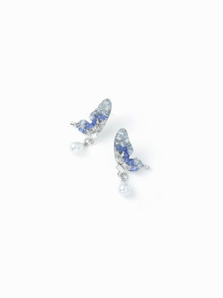 BUTTERFLY & FAUX PEARL DROP EARRINGS