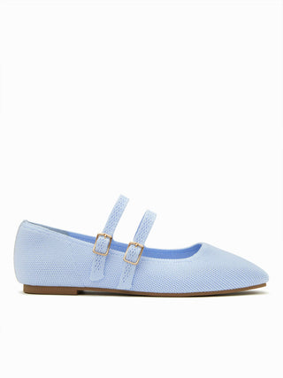 DOUBLE STRAP KNITTED MARY JANE FLATS