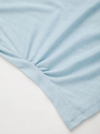 Boat Neck Cloak Sleeve Ruched Sheer Tee