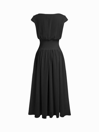 Chiffon Draped Flared Maxi Dress