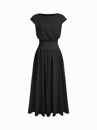 Chiffon Draped Flared Maxi Dress