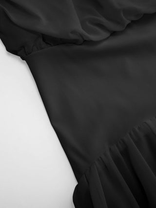 Chiffon Draped Flared Maxi Dress