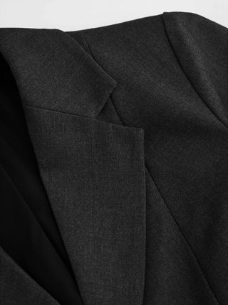 Notch Collar Size Tie Button Oversized Blazer