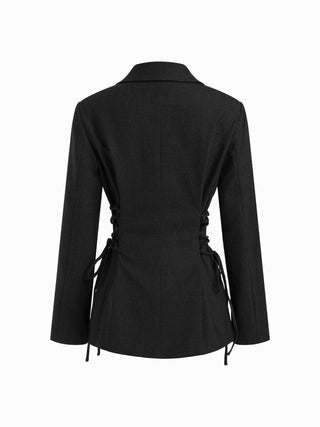 Notch Collar Size Tie Button Oversized Blazer