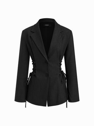 Notch Collar Size Tie Button Oversized Blazer