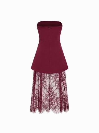 Strapless Lace Panel A-line Maxi Dress