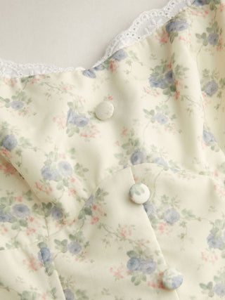 Floral Sweetheart Neck Eyelet Trim Lace Up Basque Waistline Flared Mini Dress