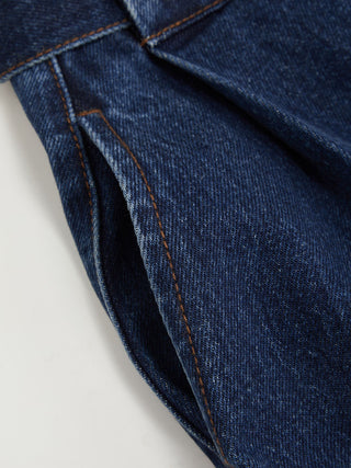 Denim Mid Rise Washed Barrel-leg Belted Jeans