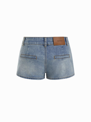 Denim Low Rise Shorts with Large Flap Pockets