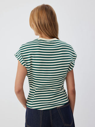Cotton-blend Striped Seam Detail Tee