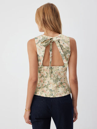 Jacquard Floral Sweetheart Neck Bowknot Corset Tank Blouse